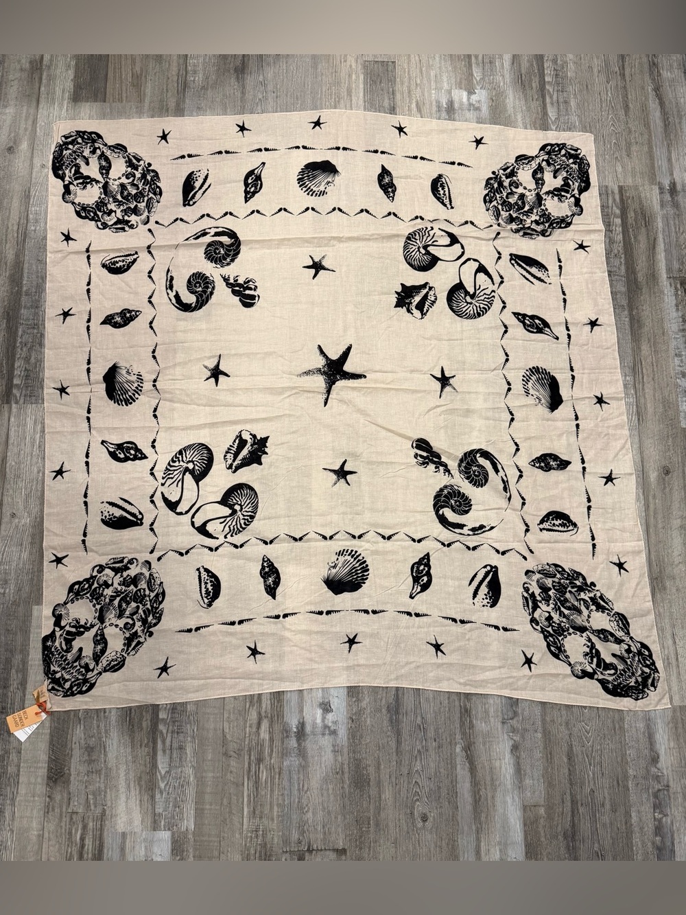 Beck Sondergaard Large Cotton Scarf Seashell Starfish Skull Print - NWT